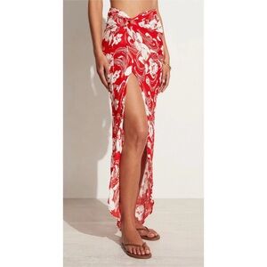Faithfull the Brand Lulu Maxi Skirt Camara Floral Print Red, size 6
